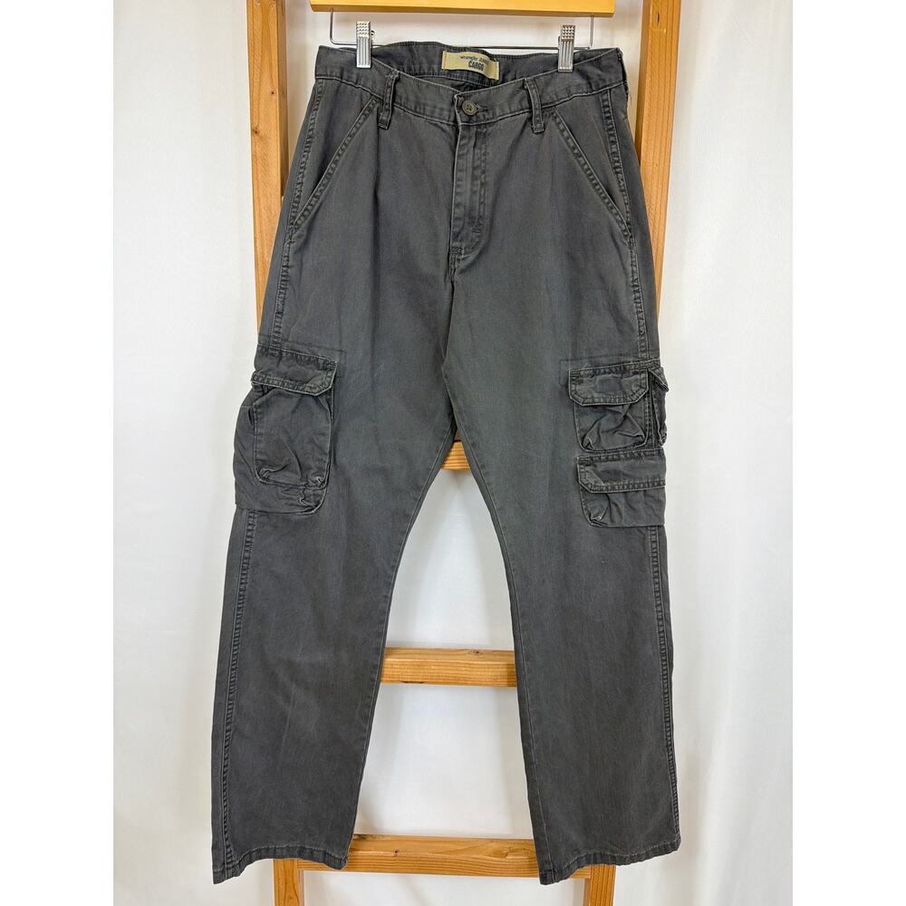 Wrangler Jeans Co. Gray Cargo Pants Straight Leg Utility Workwear 30x32
